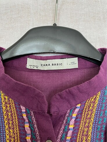 Zara Zara Mor Keten Tunik Etnik Desenli M