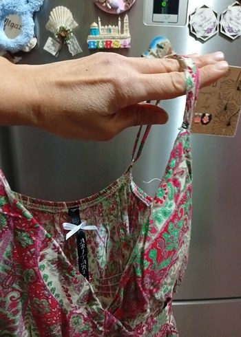 Bohem Çok Renkli Uzun Askılı Elbise - Görsel 2