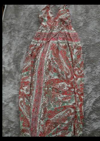 Bohem Çok Renkli Uzun Askılı Elbise - Görsel 7