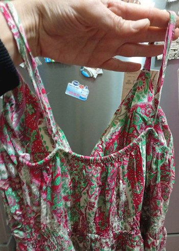 Bohem Çok Renkli Uzun Askılı Elbise - Görsel 5