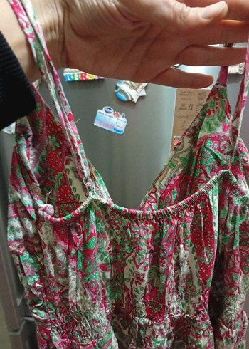 Bohem Çok Renkli Uzun Askılı Elbise - Görsel 4