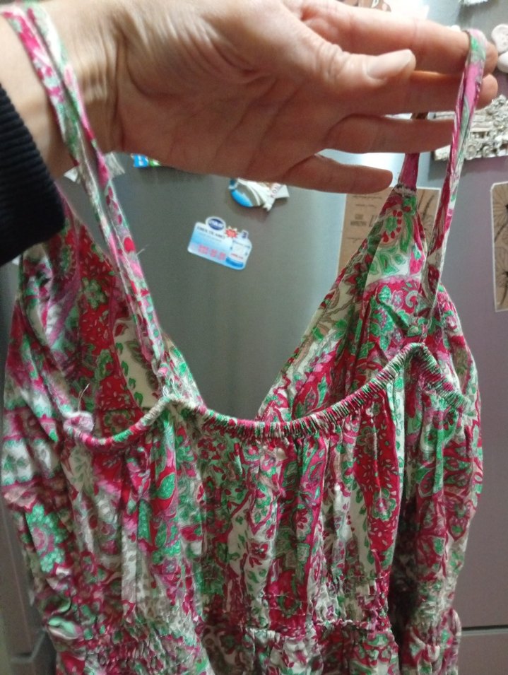 Bohem Çok Renkli Uzun Askılı Elbise - Görsel 5