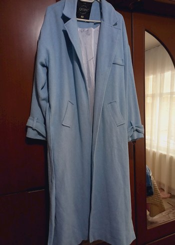 Quzu Mavi Kemerli Kadın Kaban - Görsel 5