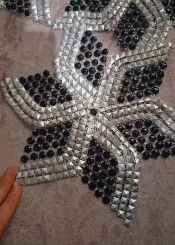 Bohem Siyah Beyaz Yıldız Desenli El Yapımı Duvar Süsü 5 parça - Görsel 2