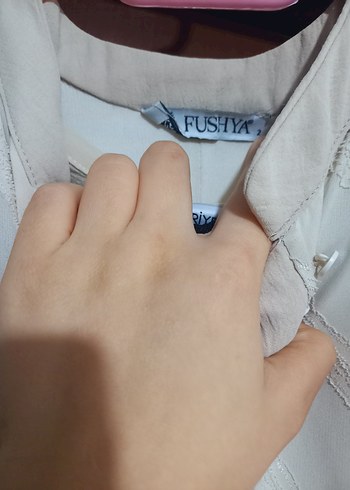 Bej Uzun Keten Elbise Düğmeli V Yaka - Görsel 4