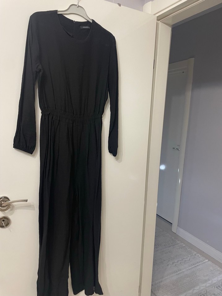 Uzun Kollu Siyah Salaş Kadın tulum - Görsel 2