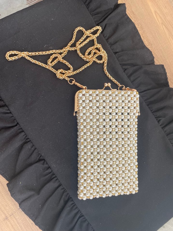 İnci İşlemeli Örgü Kadın Çanta - Görsel 2