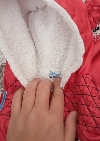 Kız Bebek Kapüşonlu Kırmızı Kaydırmaz Tulum - Görsel 4