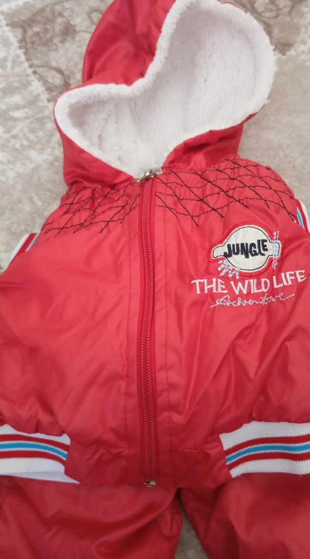 Kız Bebek Kapüşonlu Kırmızı Kaydırmaz Tulum - Görsel 3