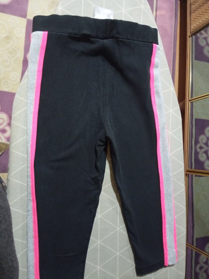 Kız Çocuk Siyah Pembe Yan Şeritli Tayt - Görsel 5