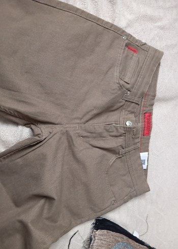 Erkek Kahverengi Bol Kesim Kot Pantolon - Görsel 2