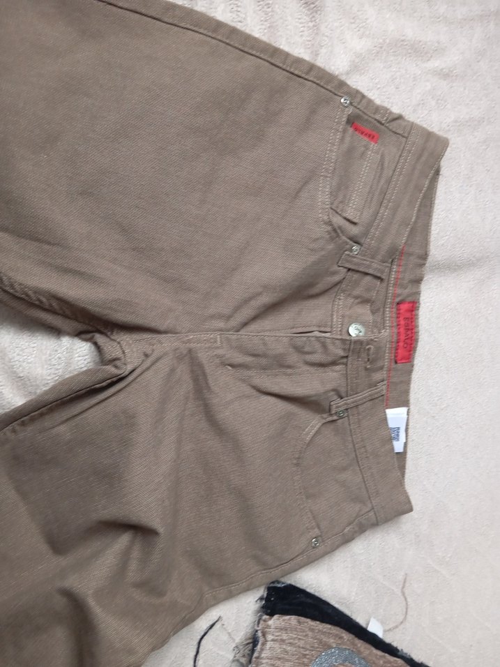 Erkek Kahverengi Bol Kesim Kot Pantolon - Görsel 2