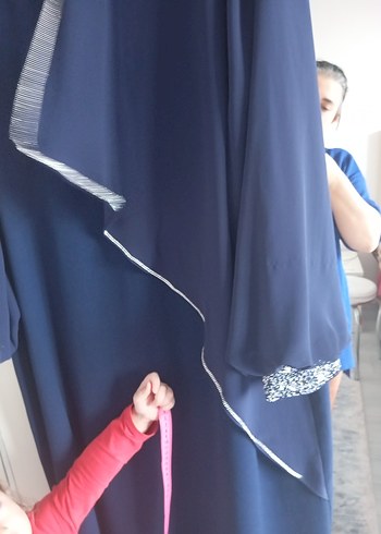 Mavi Uzun Kollu  Kadın abiyeElbise - Görsel 3