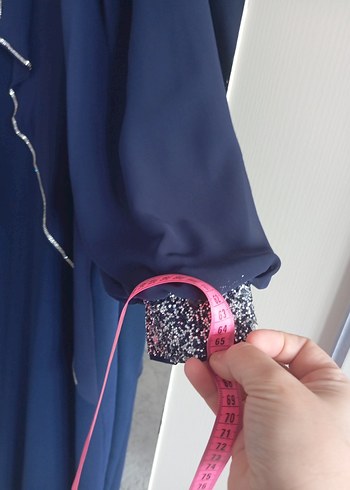 Mavi Uzun Kollu  Kadın abiyeElbise - Görsel 6