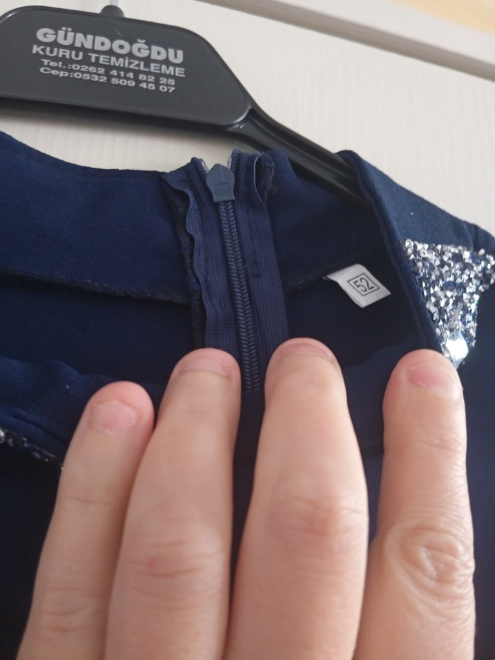 Mavi Uzun Kollu  Kadın abiyeElbise - Görsel 2