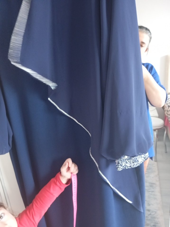 Mavi Uzun Kollu  Kadın abiyeElbise - Görsel 3