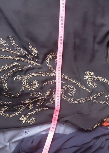 Nakışlı Lacivert Uzun Kollu abiye Elbise - Görsel 7