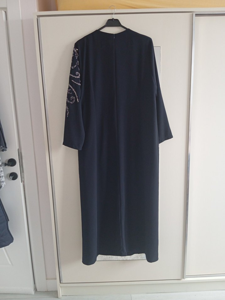 Nakışlı Lacivert Uzun Kollu abiye Elbise - Görsel 5