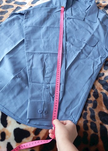 Düğmeli Midi gömlek Notch Yaka, Mavi - Görsel 4