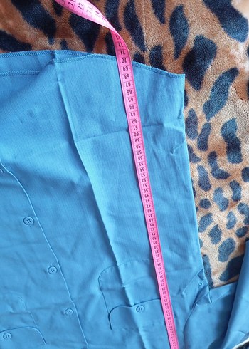 Düğmeli Midi gömlek Notch Yaka, Mavi - Görsel 5