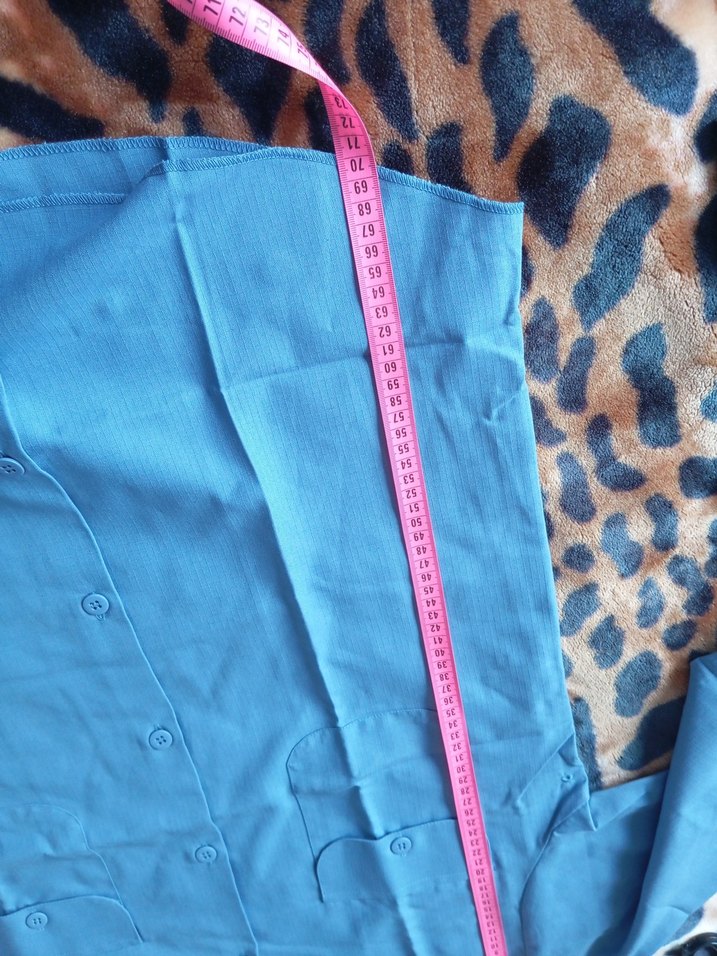 Düğmeli Midi gömlek Notch Yaka, Mavi - Görsel 5