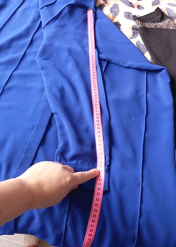 Uzun Kollu Mavi Kadın Tunik - Görsel 7