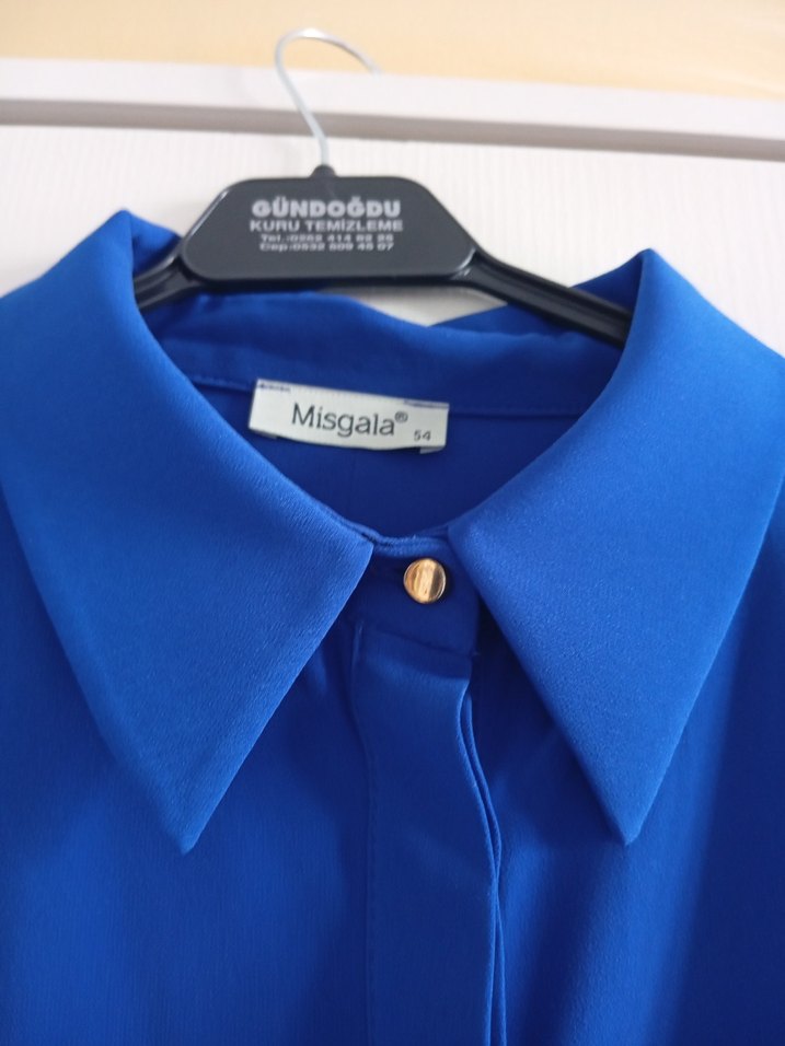 Uzun Kollu Mavi Kadın Tunik - Görsel 2