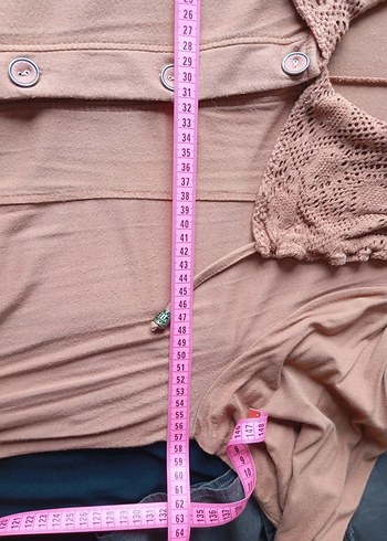 Düğmeli V Yakalı Uzun Bej Bohem Elbise - Görsel 9