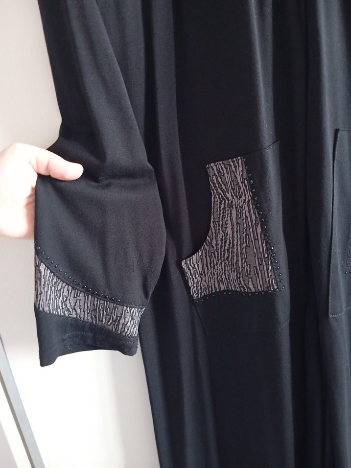 Siyah Nakışlı Uzun Kollu Gotic Kadın Elbise kap - Görsel 2