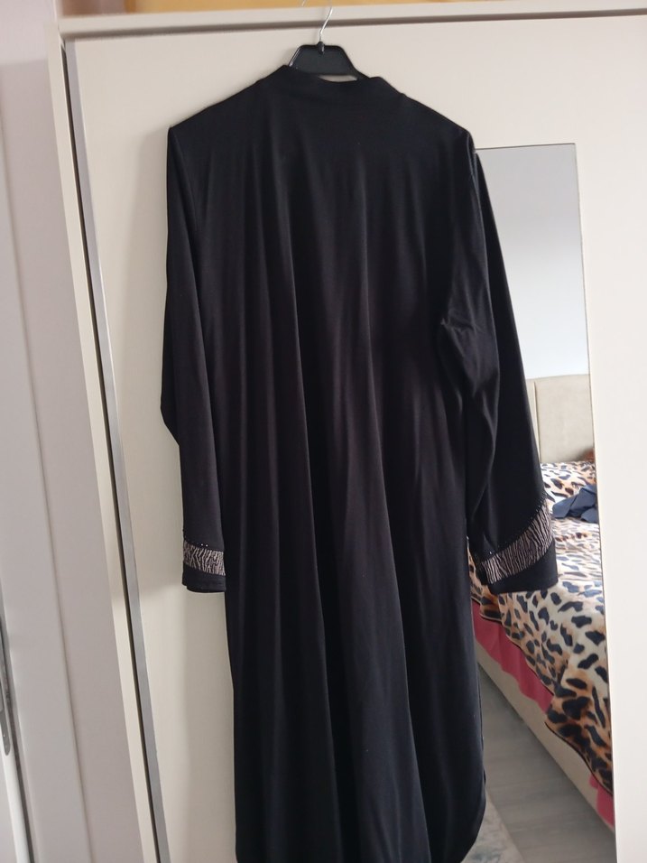 Siyah Nakışlı Uzun Kollu Gotic Kadın Elbise kap - Görsel 3