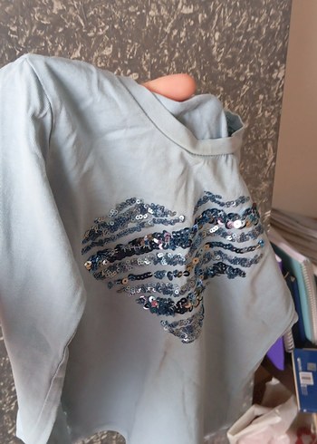 Kız Çocuk Gri Uzun Kollu Payetli Tişört - Görsel 4