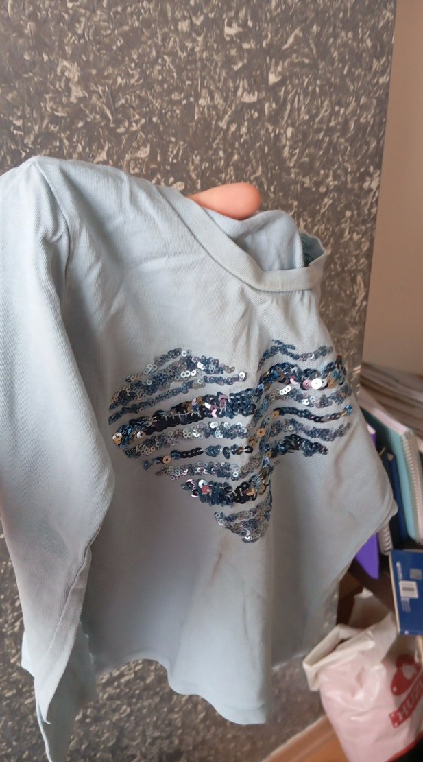 Kız Çocuk Gri Uzun Kollu Payetli Tişört - Görsel 4