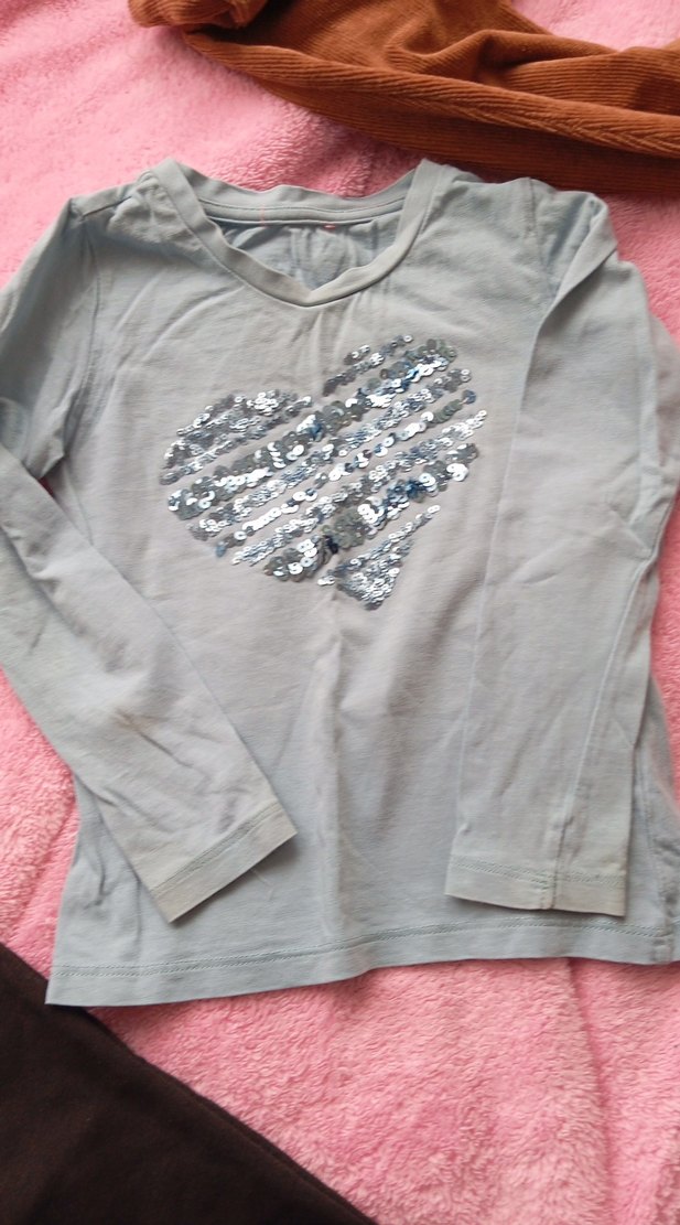 Kız Çocuk Gri Uzun Kollu Payetli Tişört - Görsel 2