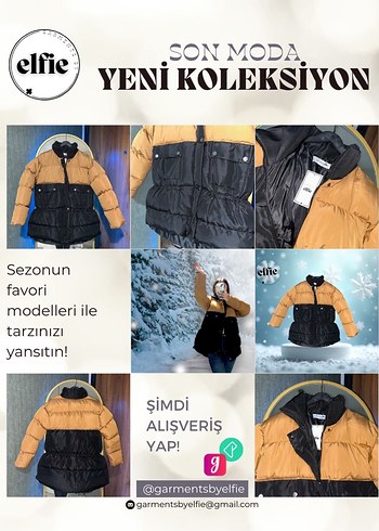 s Beden Siyah-Kahverengi Kadın Kışlık Mont