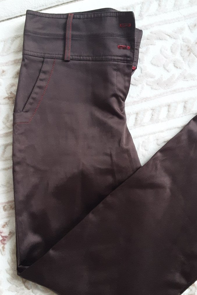 Kahverengi  Kadın Kumaş Pantolon - Görsel 3