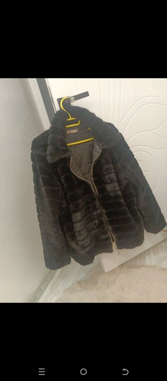 Siyah Midi Boy Suni Kürk Mont - Görsel 2