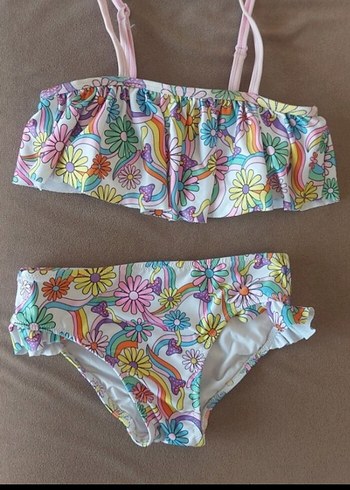 Çiçek Desenli Çok Renkli Kız Bikini