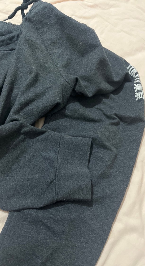 Gri Erkek Fermuarlı Sweatpant Tokyo Baskılı - Görsel 4