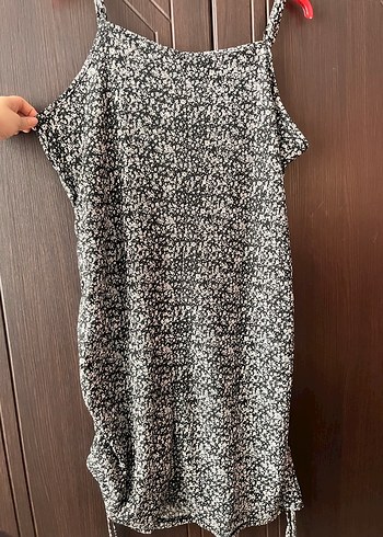 V Yaka Gri Batik Desenli Salaş Elbise 6xl - Görsel 2