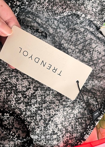 V Yaka Gri Batik Desenli Salaş Elbise 6xl - Görsel 8