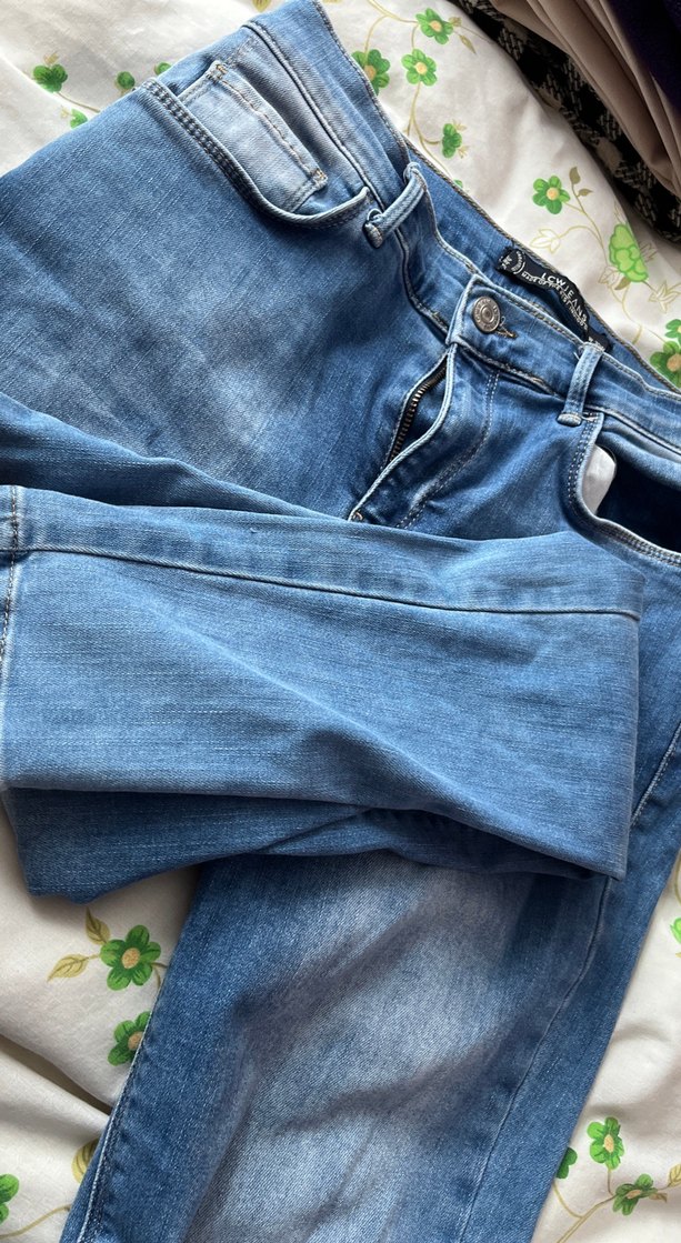 Düğmeli Loose Fit Mavi Kadın Jean - Görsel 3