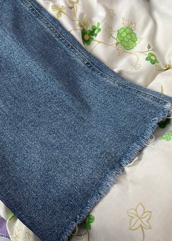 Mavi Bağlama Desenli Dantelli Kadın Denim Pantolon - Görsel 3