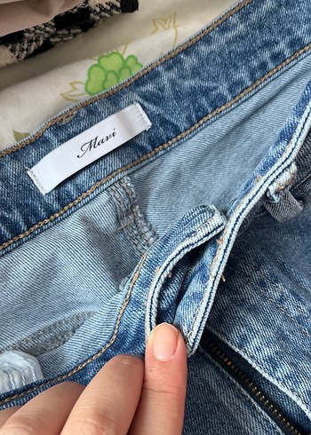 Mavi Bağlama Desenli Dantelli Kadın Denim Pantolon - Görsel 6