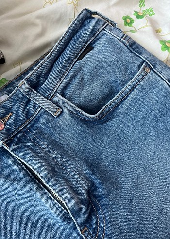 Mavi Bağlama Desenli Dantelli Kadın Denim Pantolon - Görsel 5