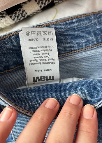 Mavi Bağlama Desenli Dantelli Kadın Denim Pantolon - Görsel 7