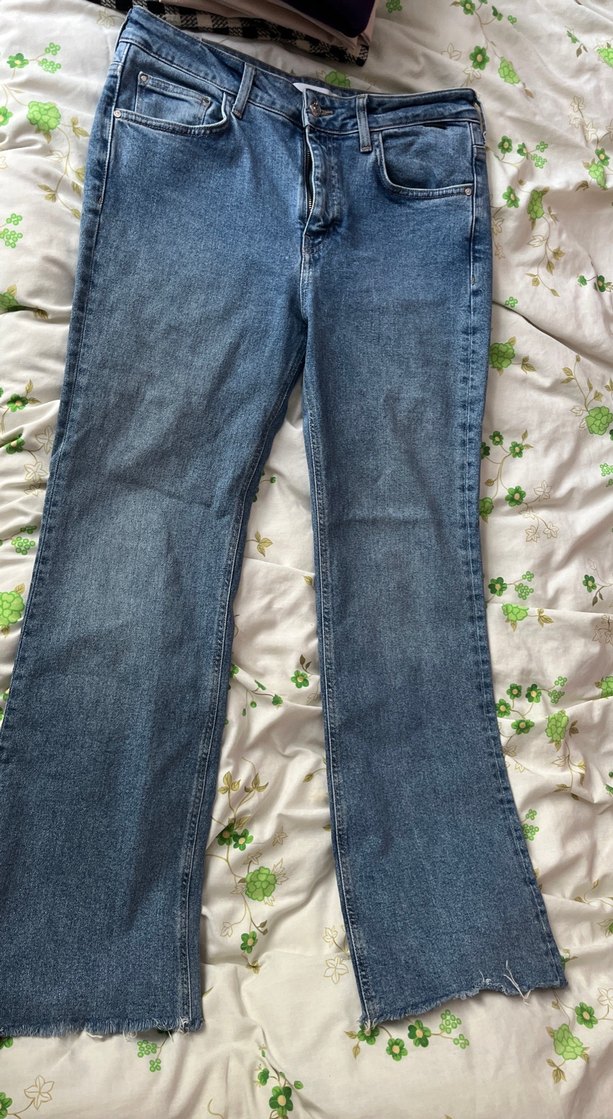 Mavi Bağlama Desenli Dantelli Kadın Denim Pantolon - Görsel 2