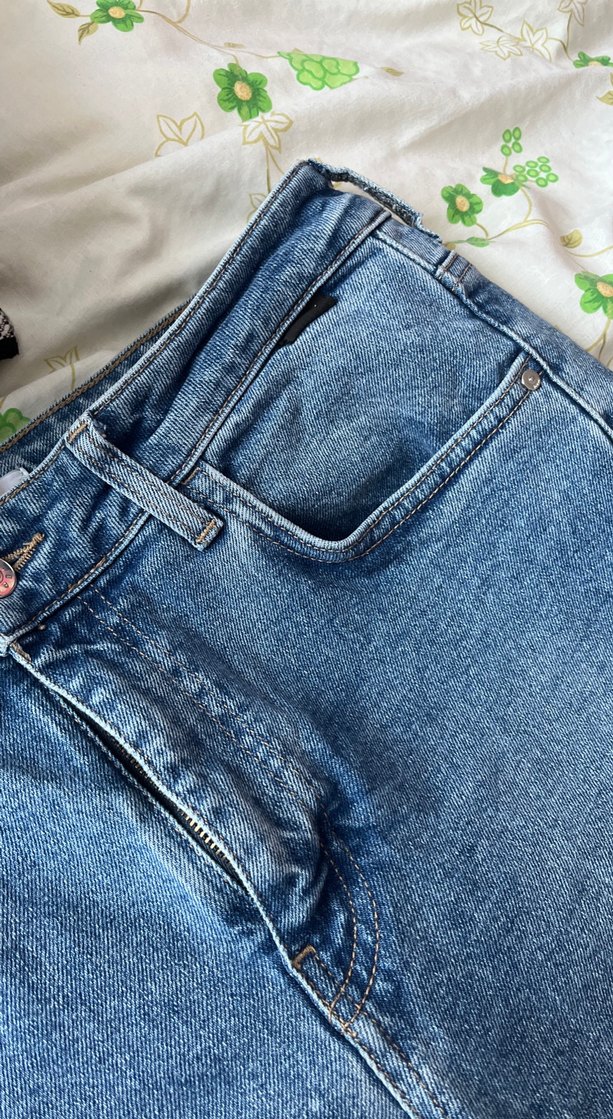 Mavi Bağlama Desenli Dantelli Kadın Denim Pantolon - Görsel 5