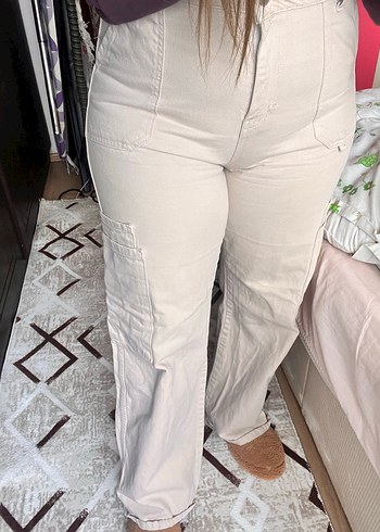 KremKeten Geniş Kesim Kemerli Pantolon - Görsel 2