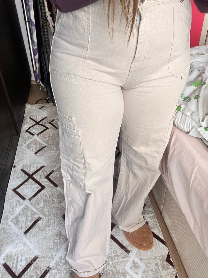 KremKeten Geniş Kesim Kemerli Pantolon - Görsel 2