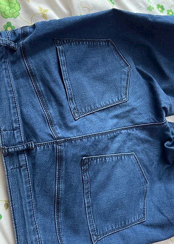 Düğmeli Mavi Kadın Denim Pantolon - Görsel 4